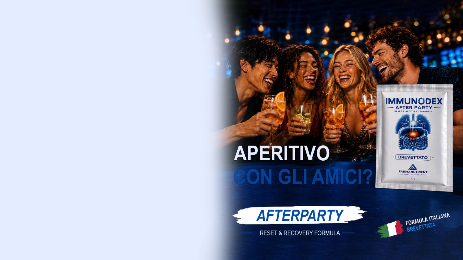 Amici brindano insieme durante un aperitivo, Immunodex After Party